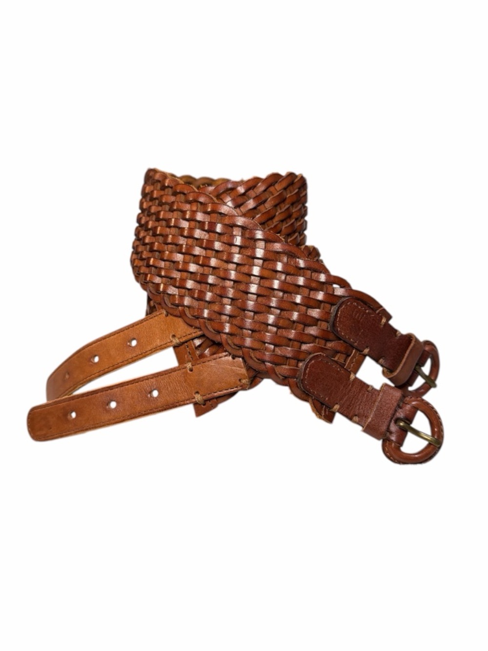 Abercrombie & Fitch Braided Leather Double Buckle Belt in Brown - Picture 2 of 6